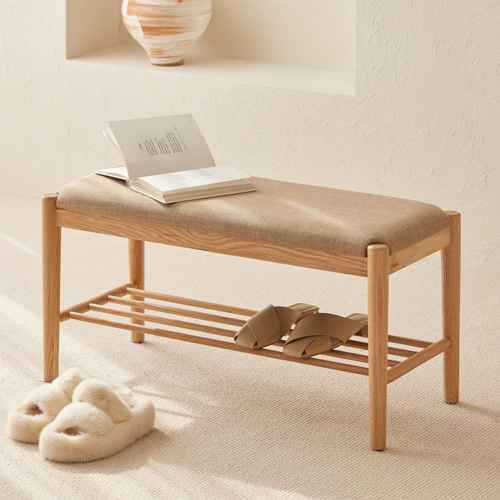 Solidwood Fuji Shoe Bench Cushion Oak Storage Organisation Urban Sales